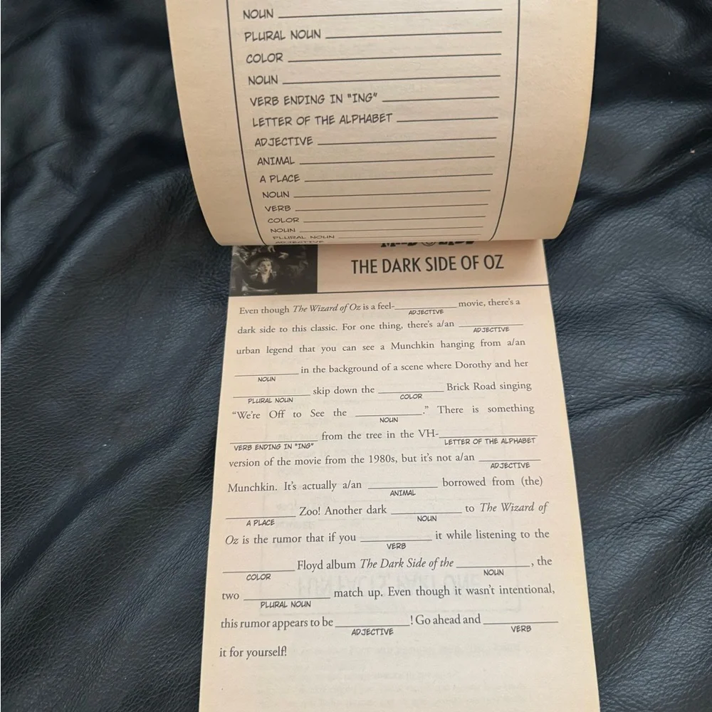 🌷Wizard of Oz 75th Anniversary Mad Libs